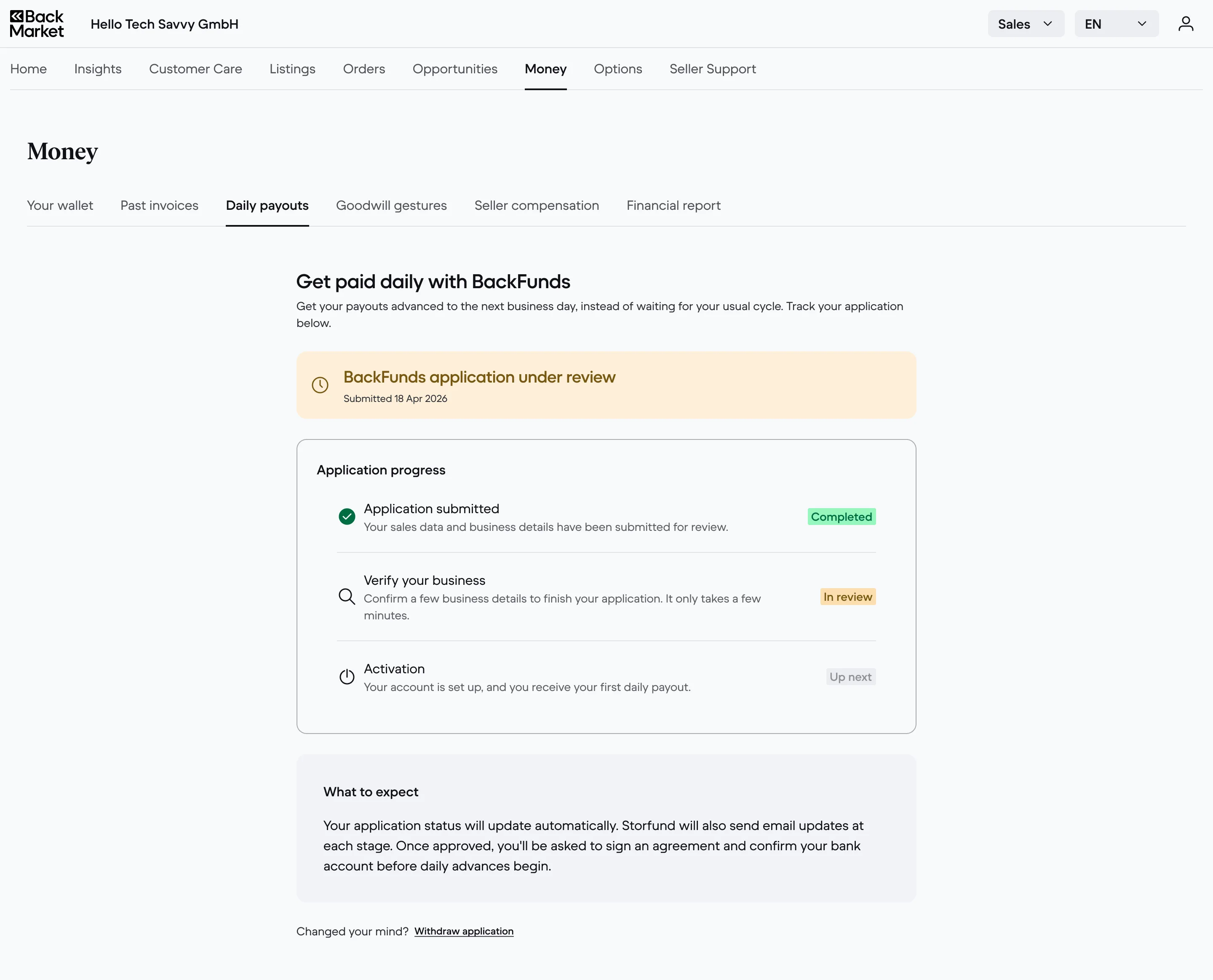 Application under review