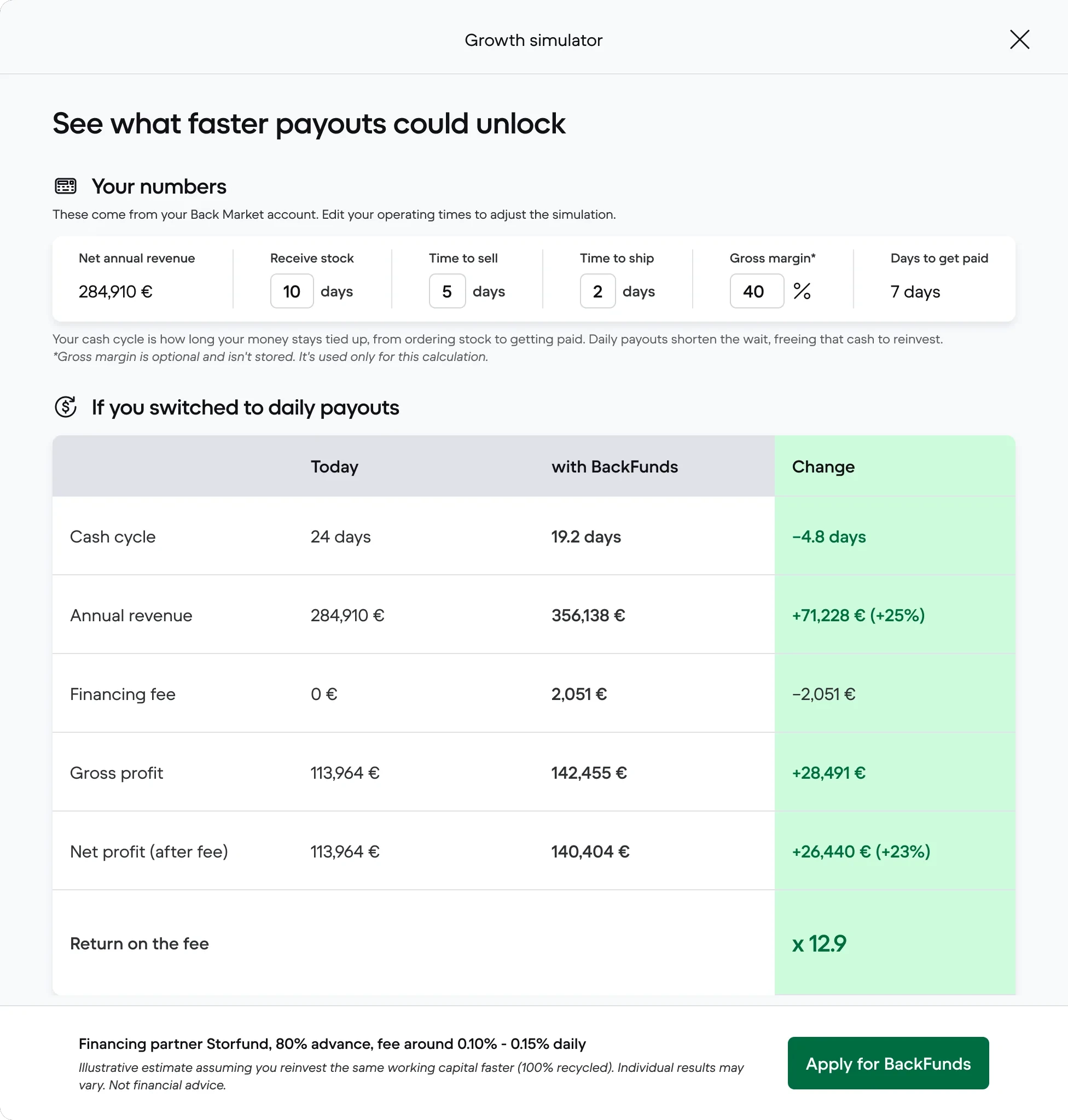 Growth Simulator, margin added