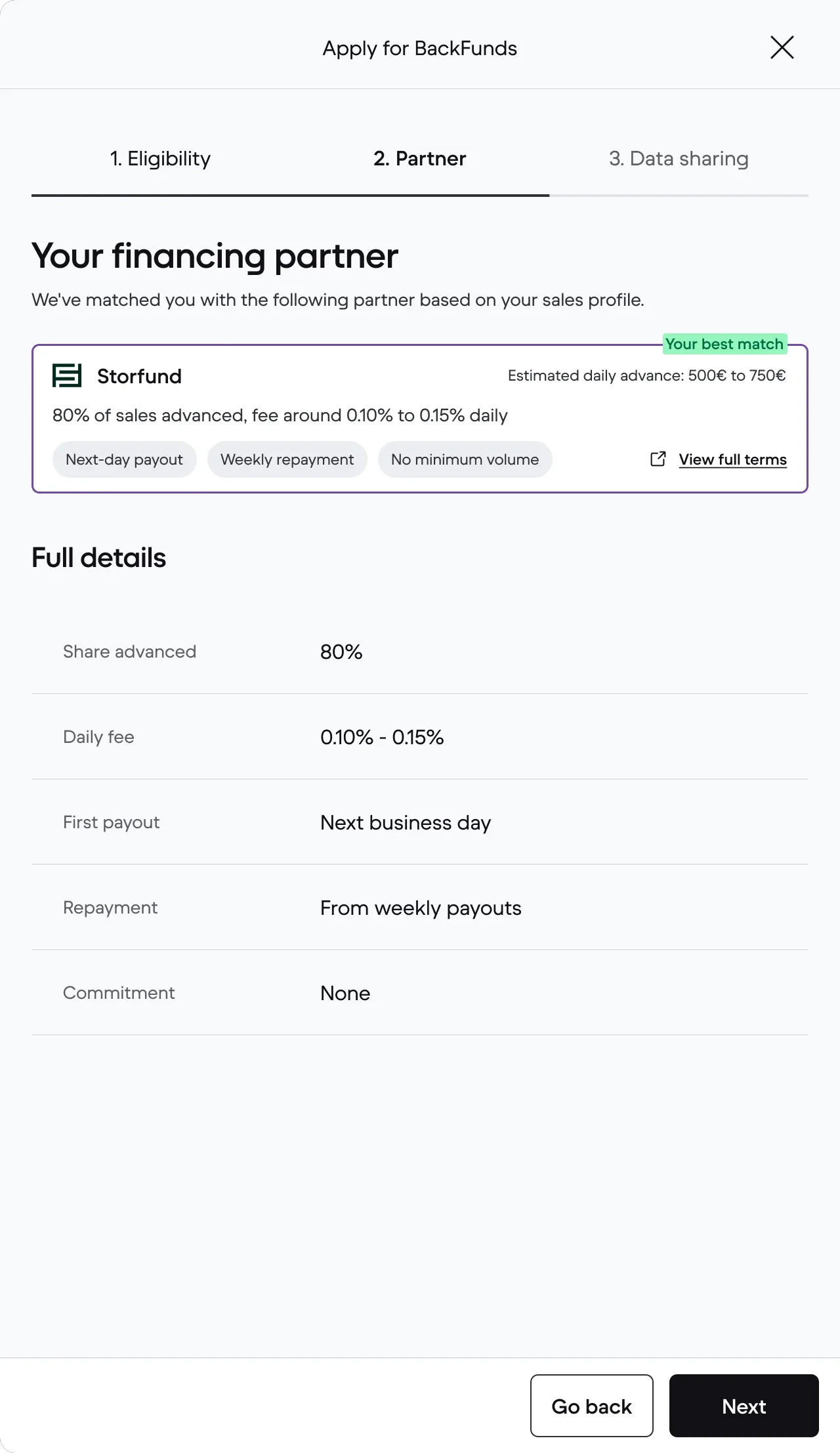 The shipped partner step