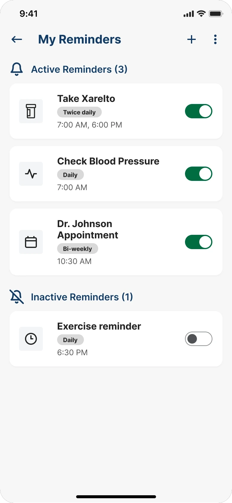 My reminders — step 1 of 4