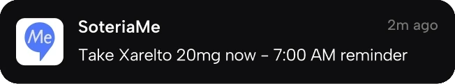 SoteriaMe medication reminder, on the lock screen