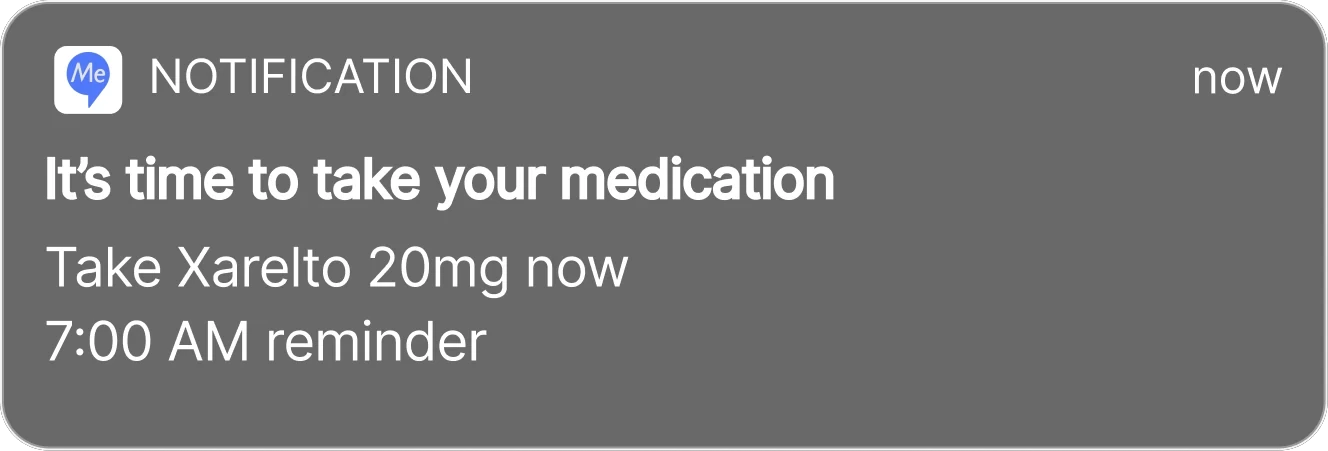 SoteriaMe medication reminder, in the notification tray